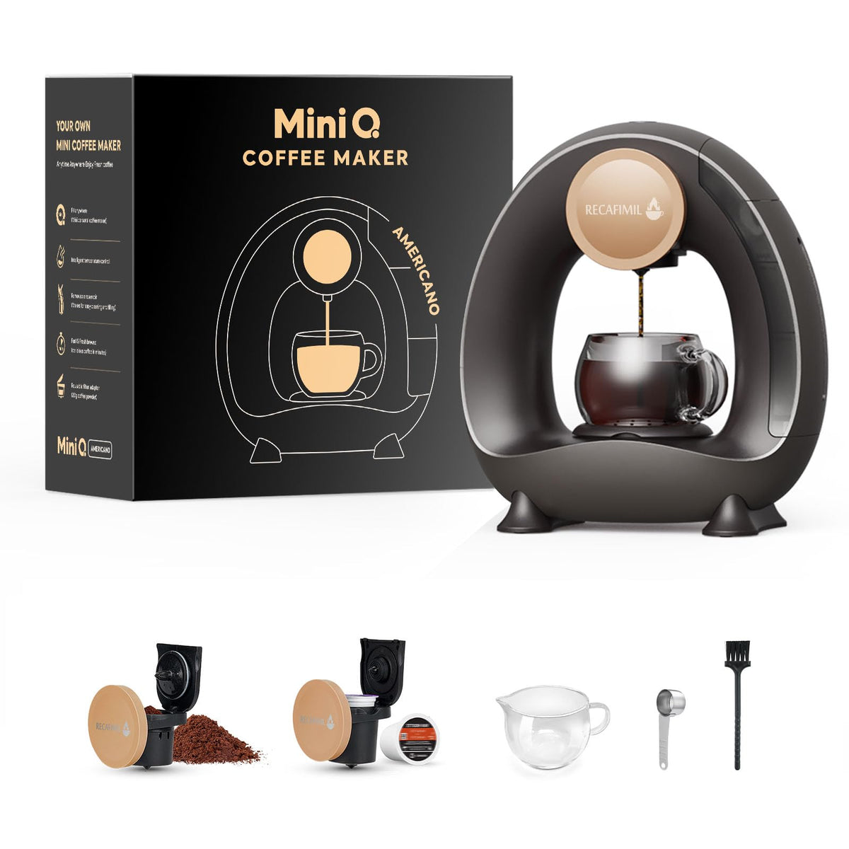 Single Serve Coffee Maker for K Cup Pod and Coffee Grounds, 2 in 1, 4-8 Oz, Black F35167