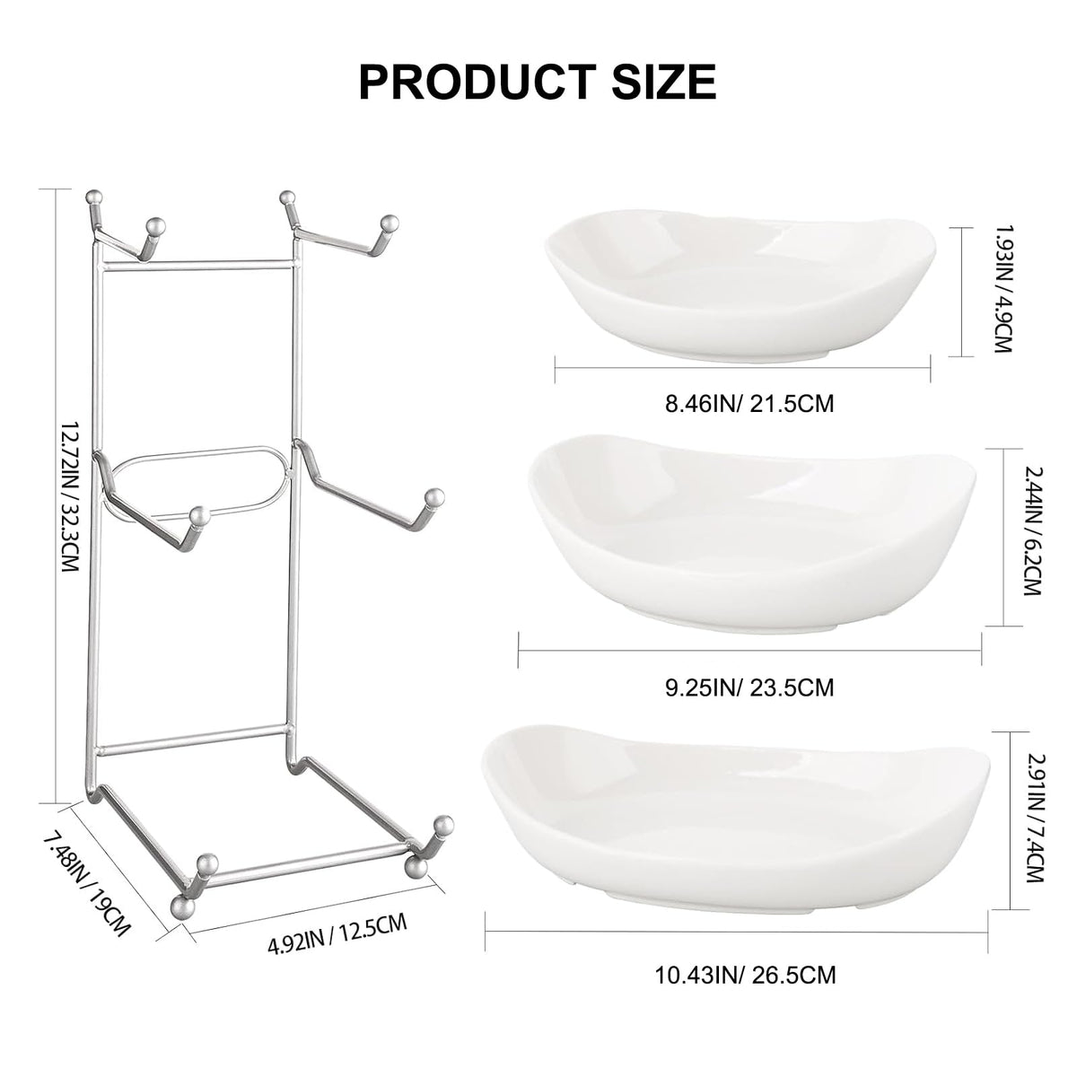 3 Tier Ceramic Fruit Basket with Holder A1830