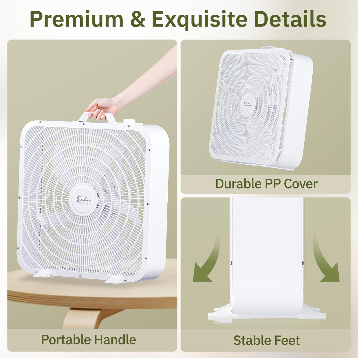 20” White 3-Speed Box Fan with Carry Handle B154