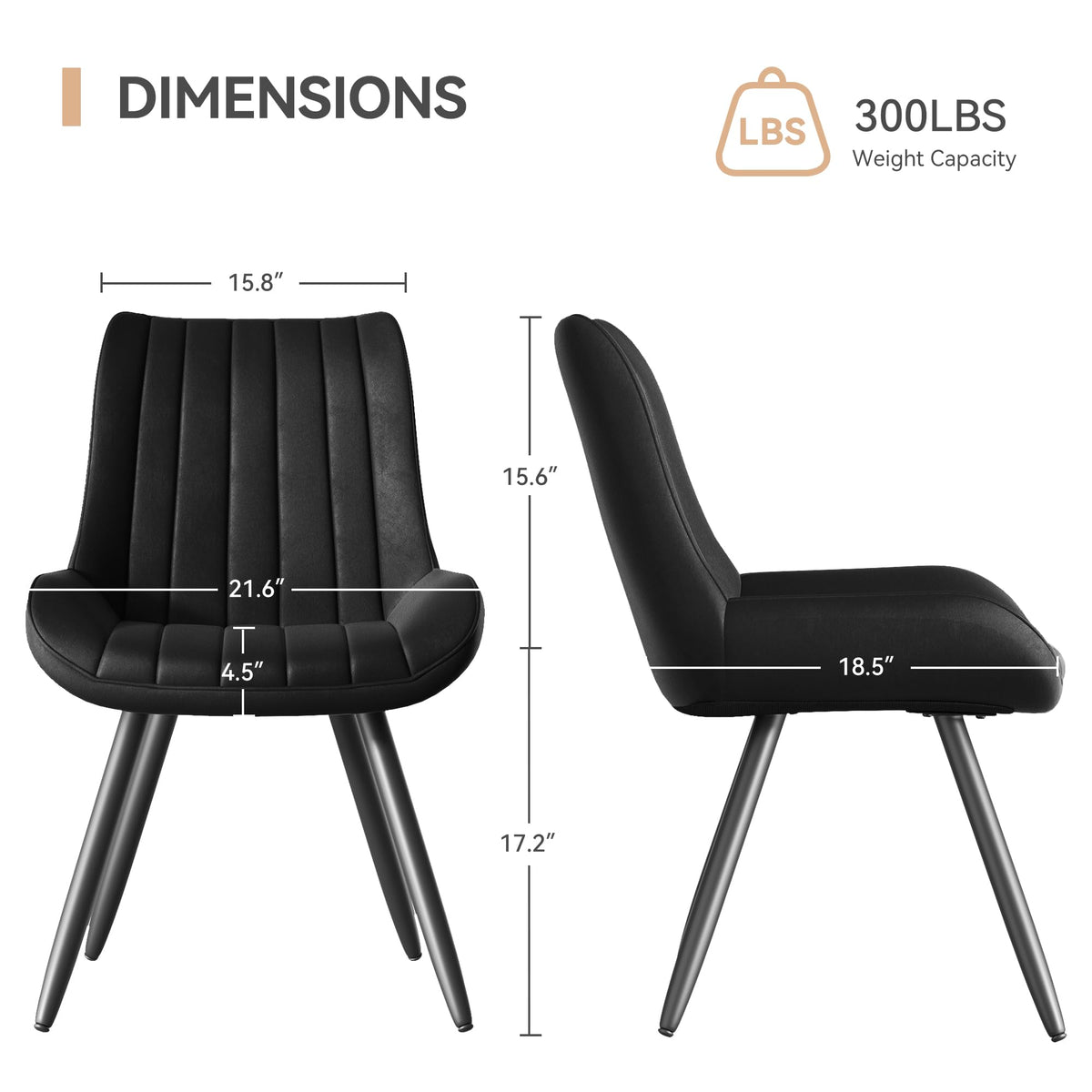 Black Faux Leather Upholstered Dining Chairs Set of 6 X47285