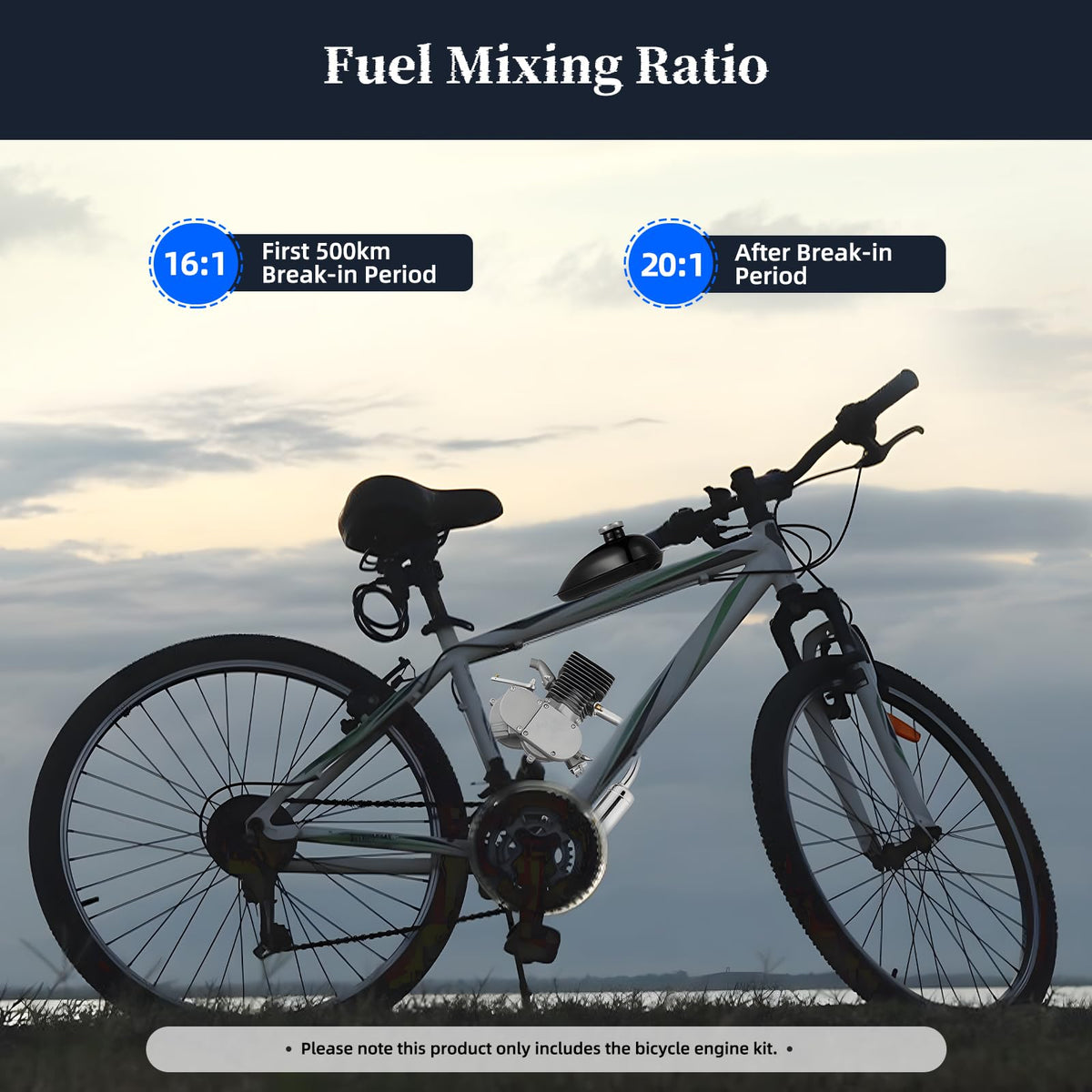 2-Stroke 100CC Bicycle Engine Kit for 26-28in V-Frame Bikes M768