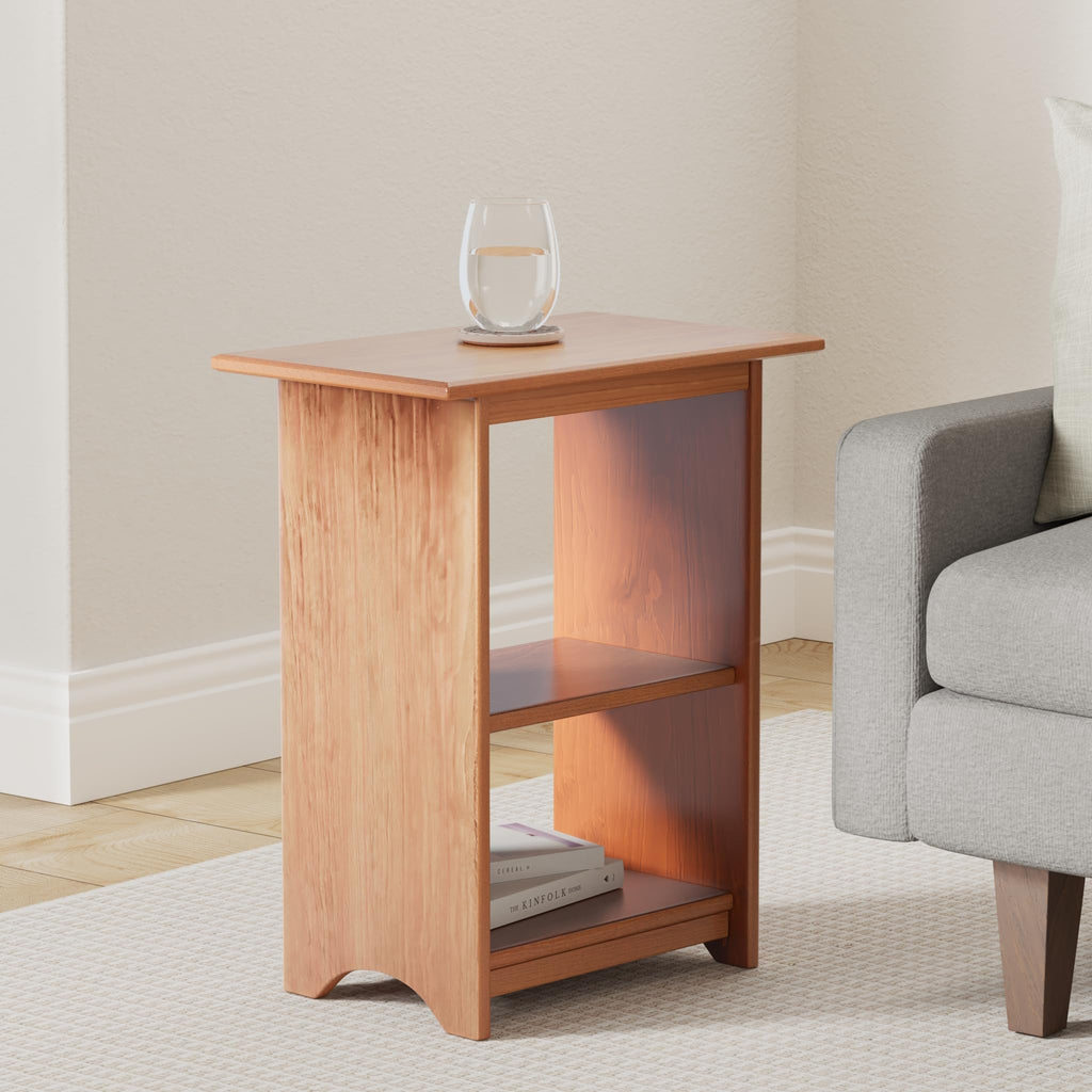 Slim Cherry End Table with Shelves P59173