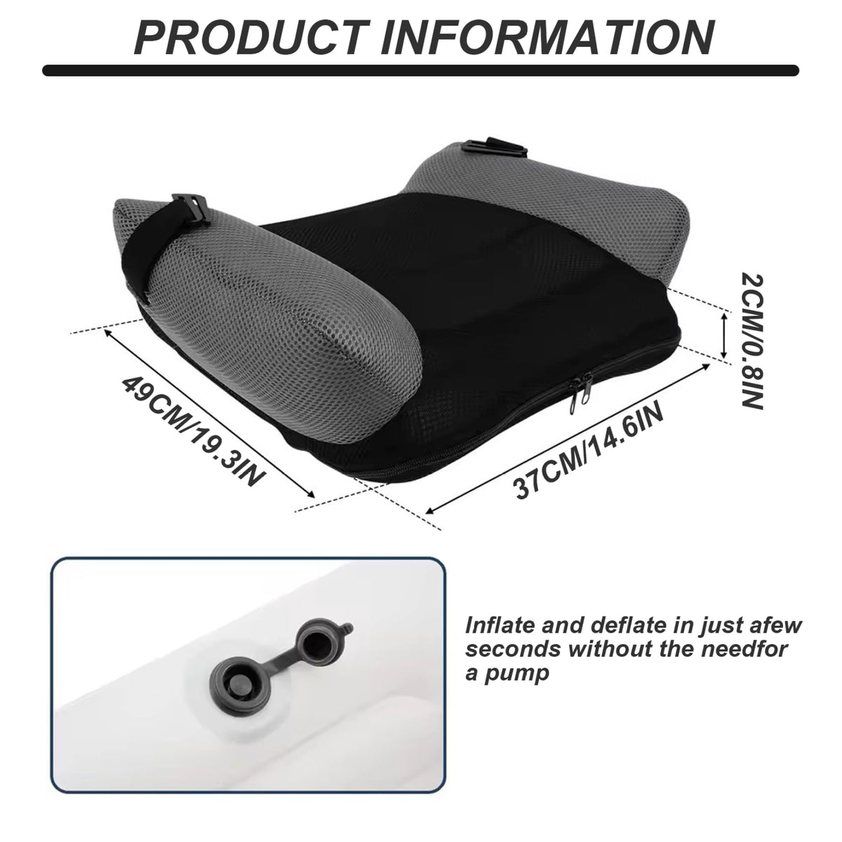 Inflatable Backless Booster Seat with Buckle & Carry Bag O3829