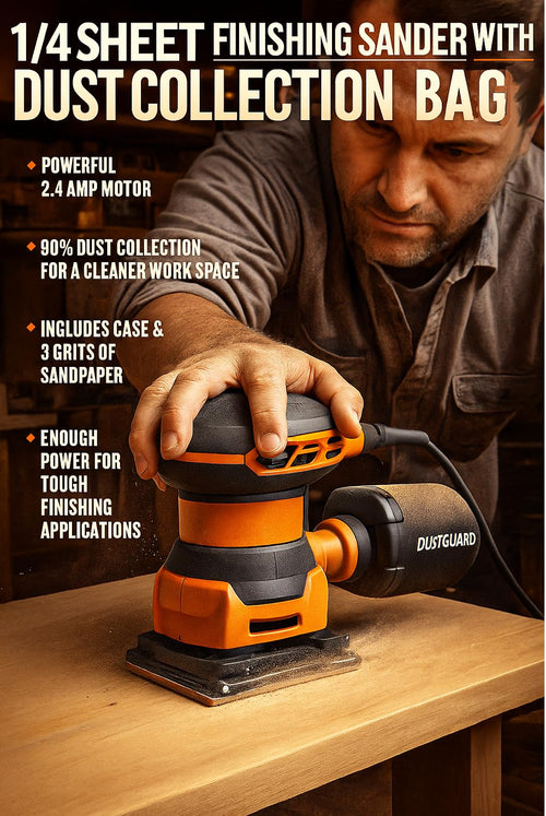 2.4 Amp Corded 1/4 Sheet Sander Kit with 3 Sanding Sheets F238893