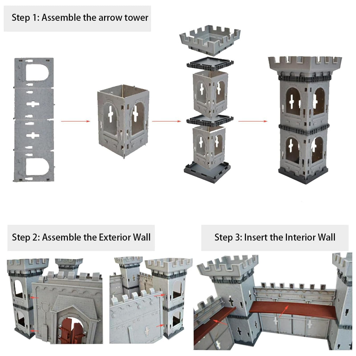 Medieval Castle Toy Building Set with Cavalry and Arrow Tower V833075