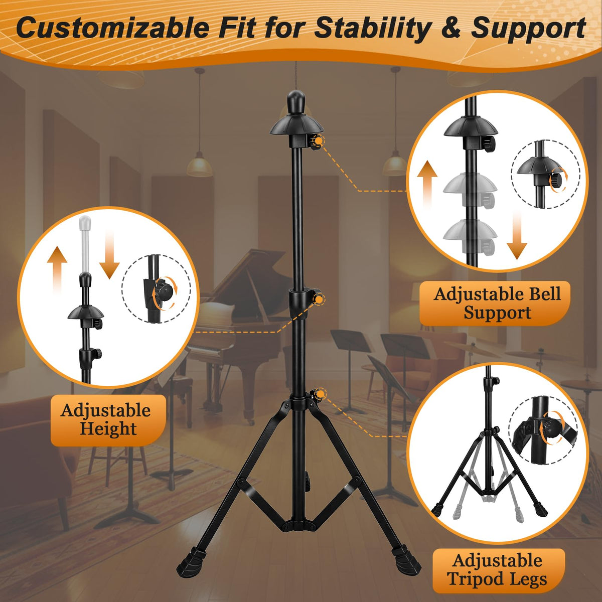 Adjustable Height Retractable Trombone Stand U61233