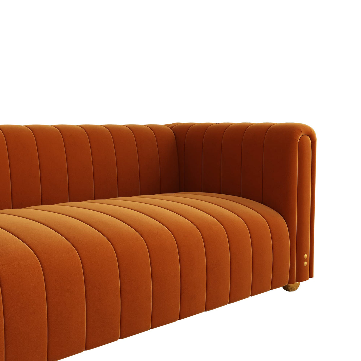 Orange Velvet 3 Seat Sofa W3378
