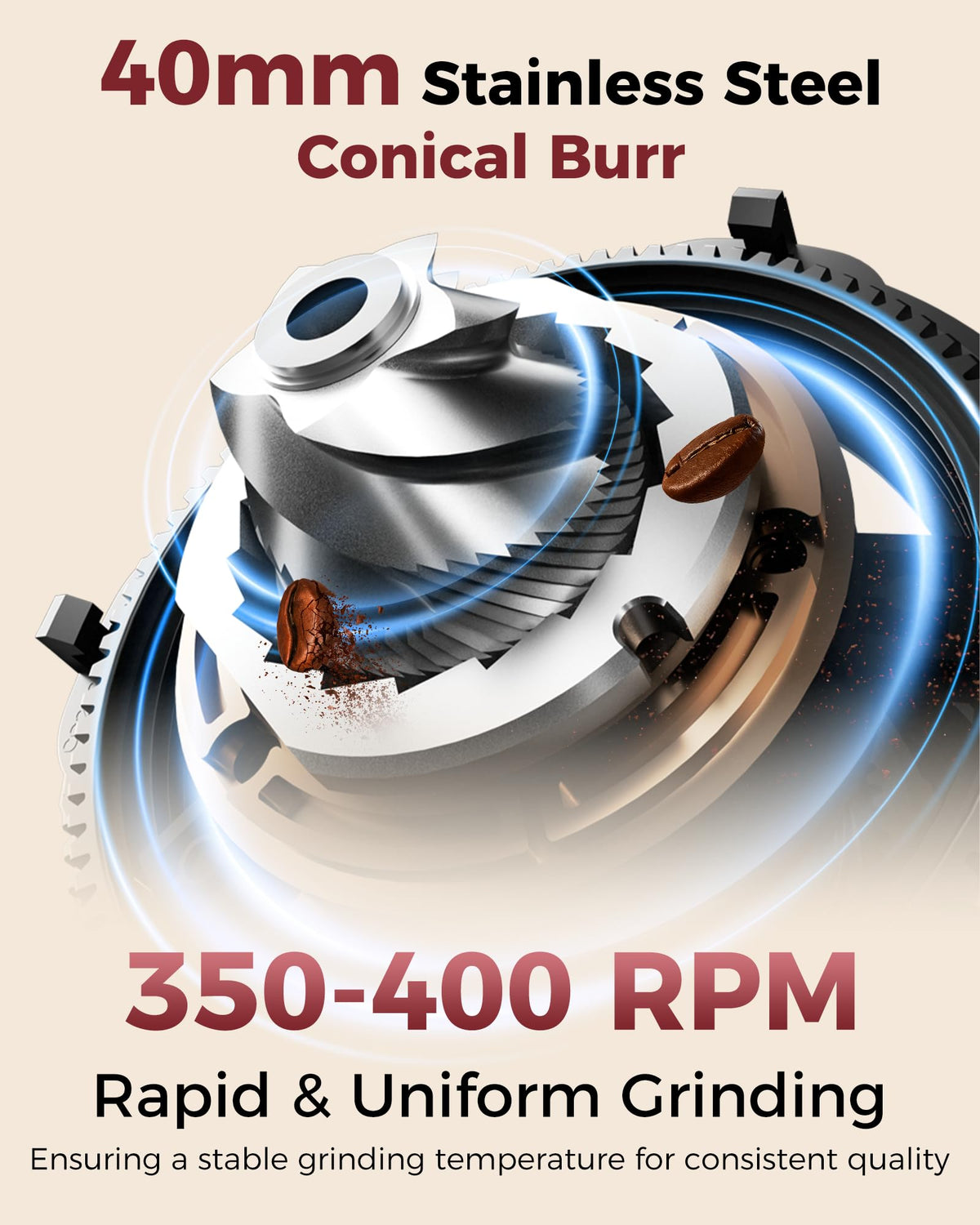 Conical Burr Coffee Grinder with 70 Grind Settings J715