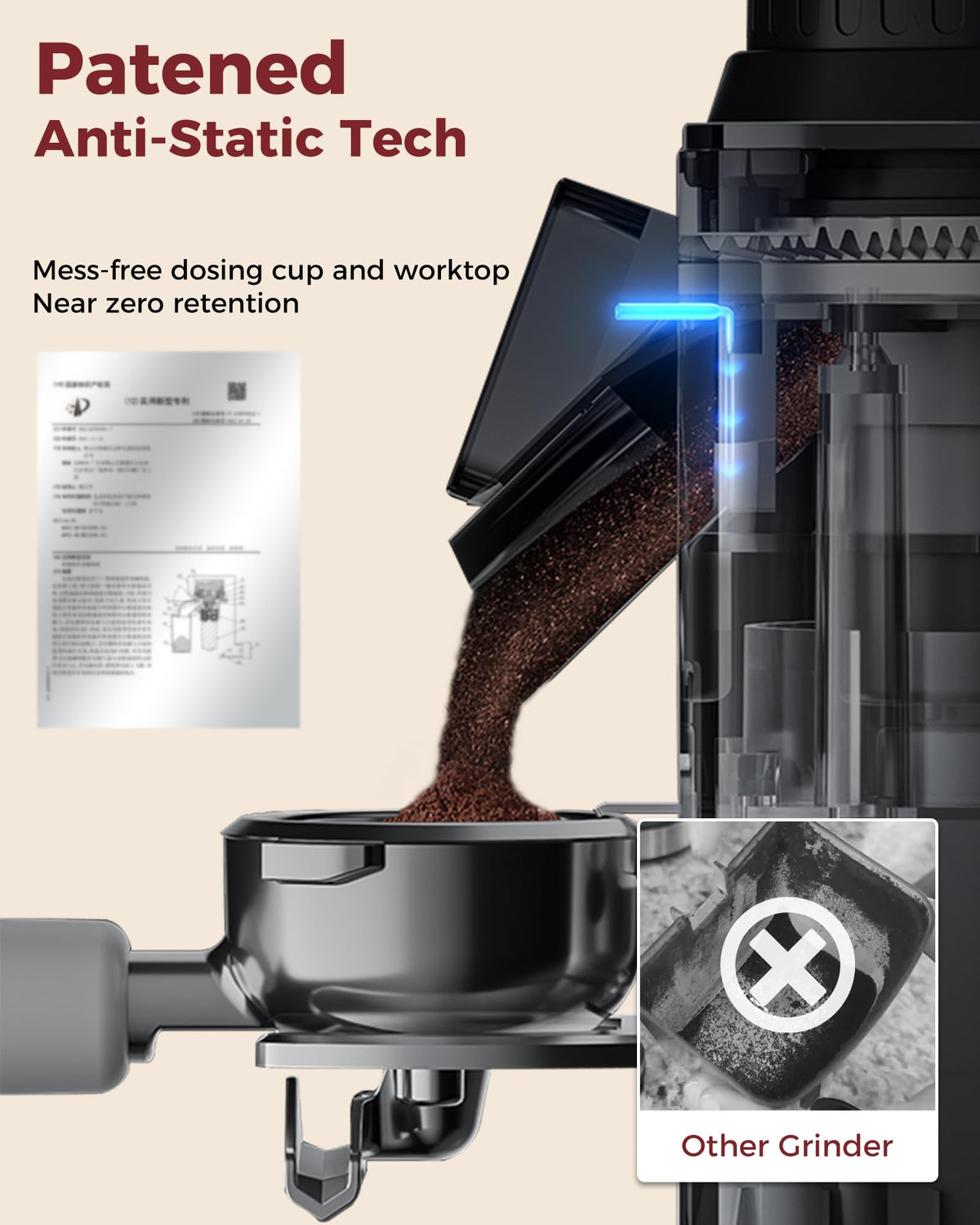 Conical Burr Coffee Grinder with 70 Grind Settings J715