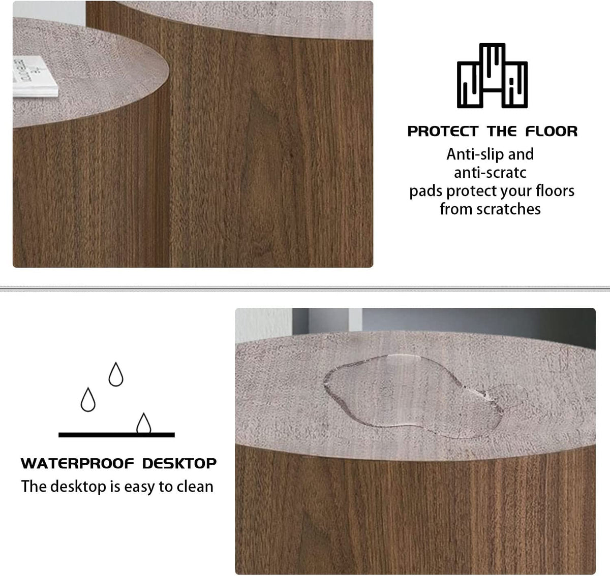 Round Coffee Table Set of 2 Wood Nesting End Table P76614