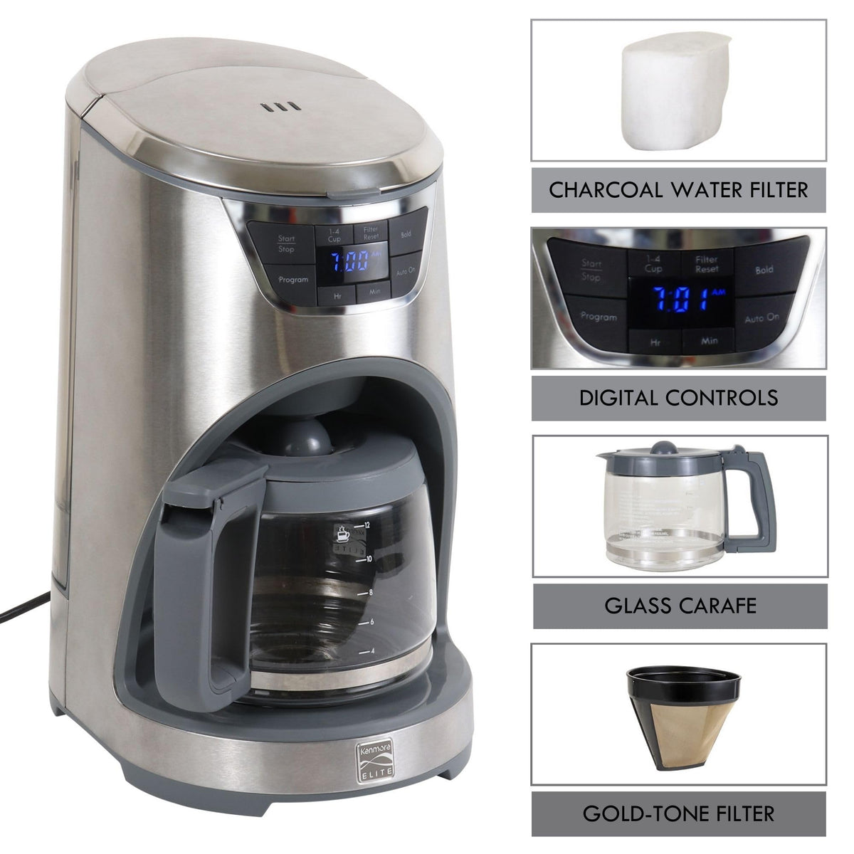 12-Cup Programmable Drip Coffee Maker with Glass Pot G578448