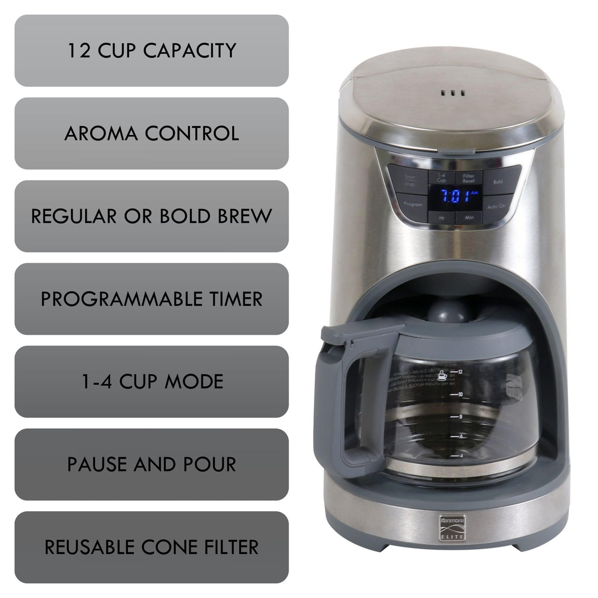 12-Cup Programmable Drip Coffee Maker with Glass Pot G578448