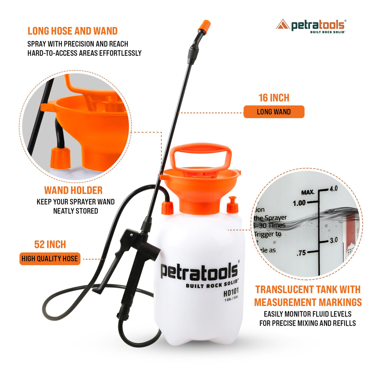 1 Gallon Garden Pump Sprayer with 52-in Hose & 2 Nozzles B335