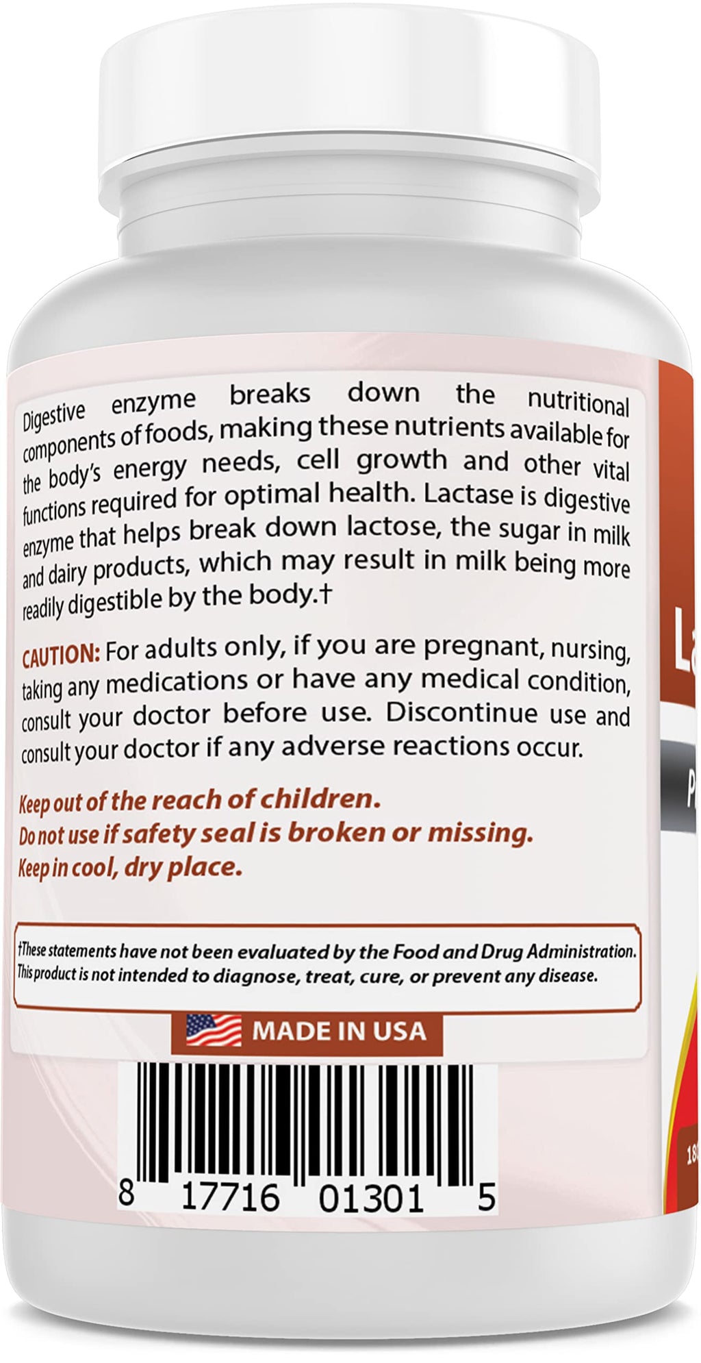 Lactose Intolerance Relief Tablets with Lactase Enzyme, 180 Count L38242