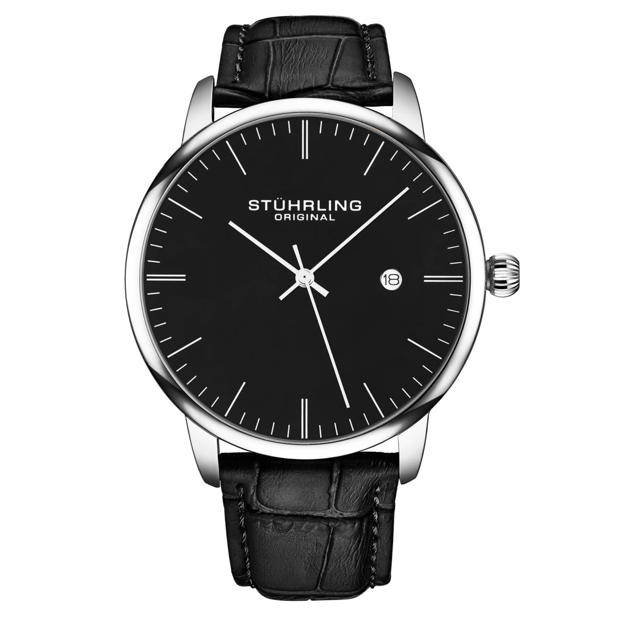 Men's 40mm Ultra Slim Leather Strap Quartz Analog Dress Watch X22887