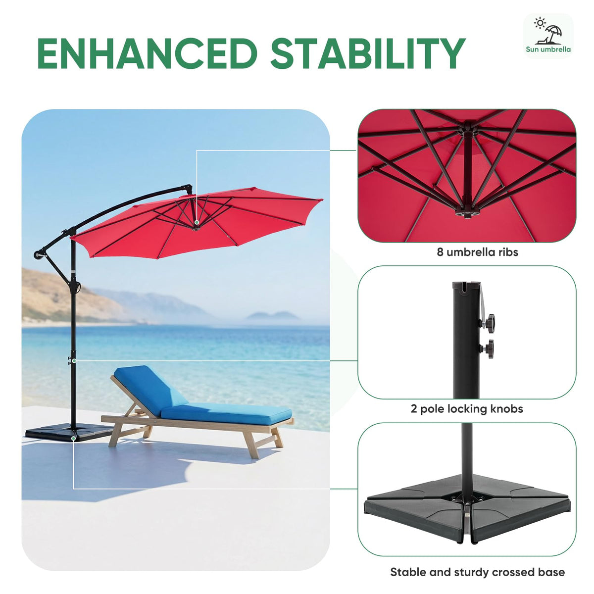 10FT Cantilever Patio Umbrella Y978983