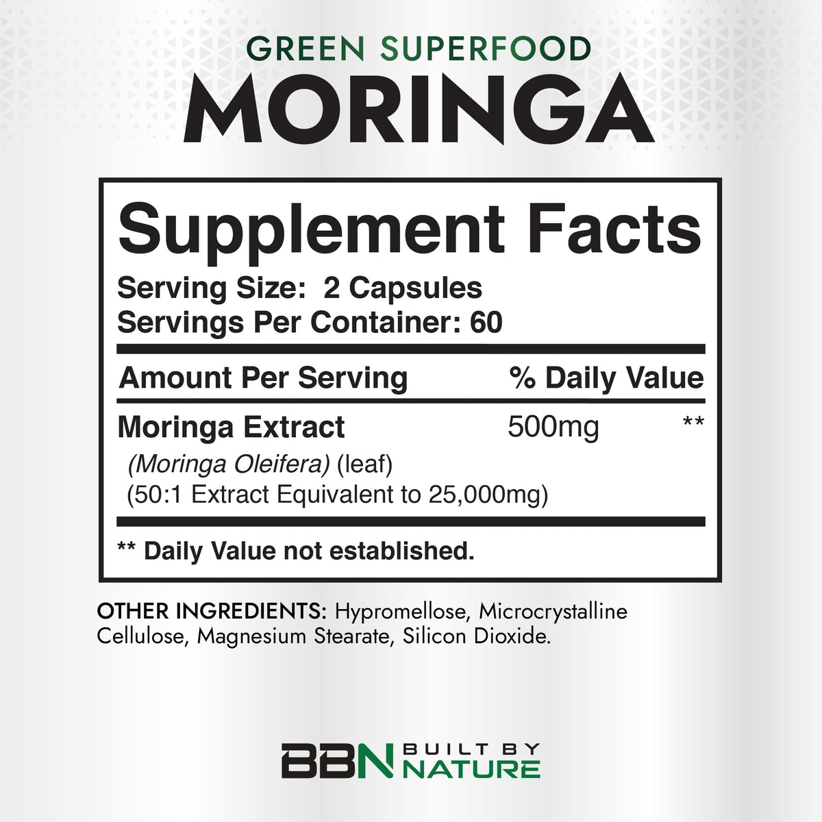 Moringa Supplement 500mg 120 Capsules O938588