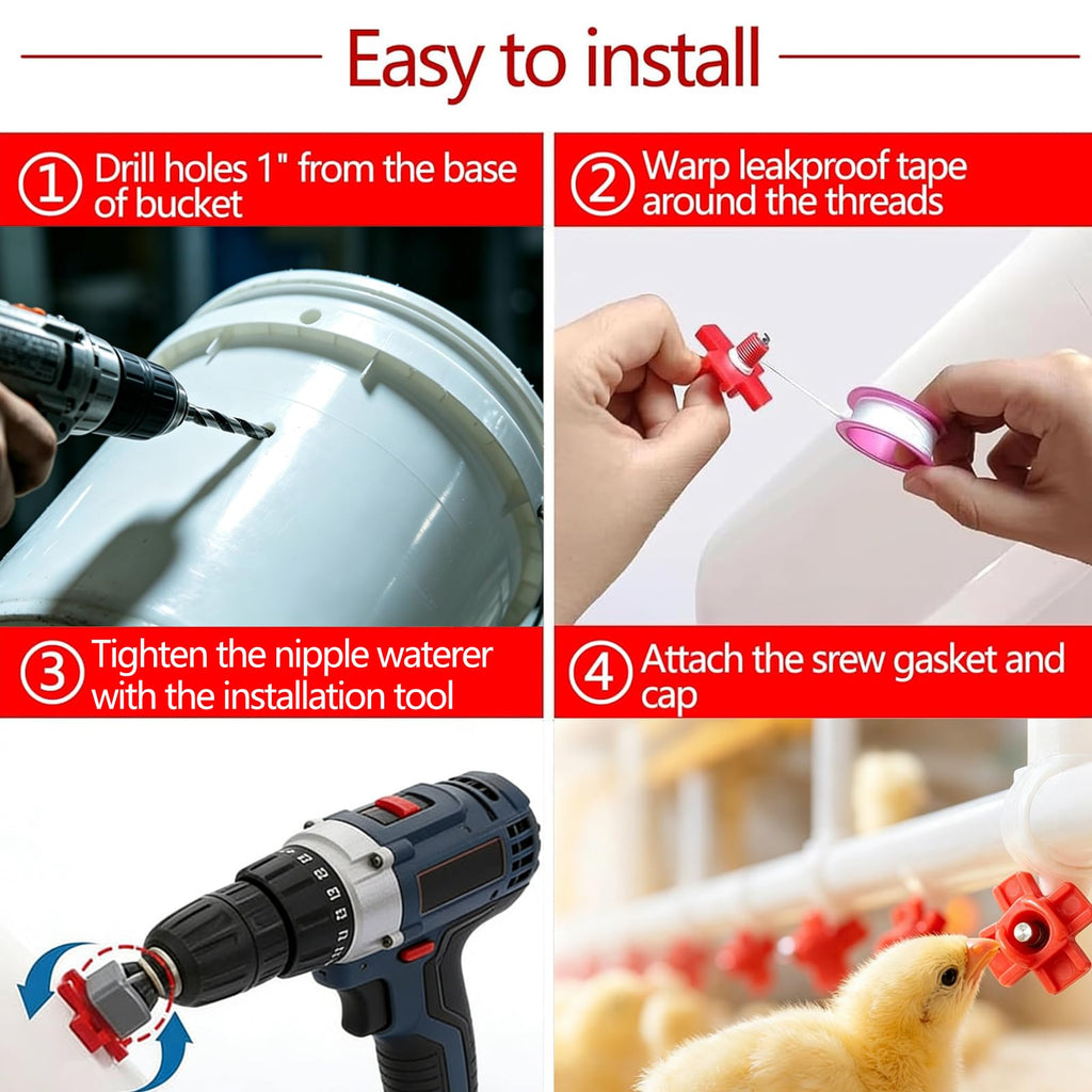 12 Pcs Leakproof Poultry Watering System L853
