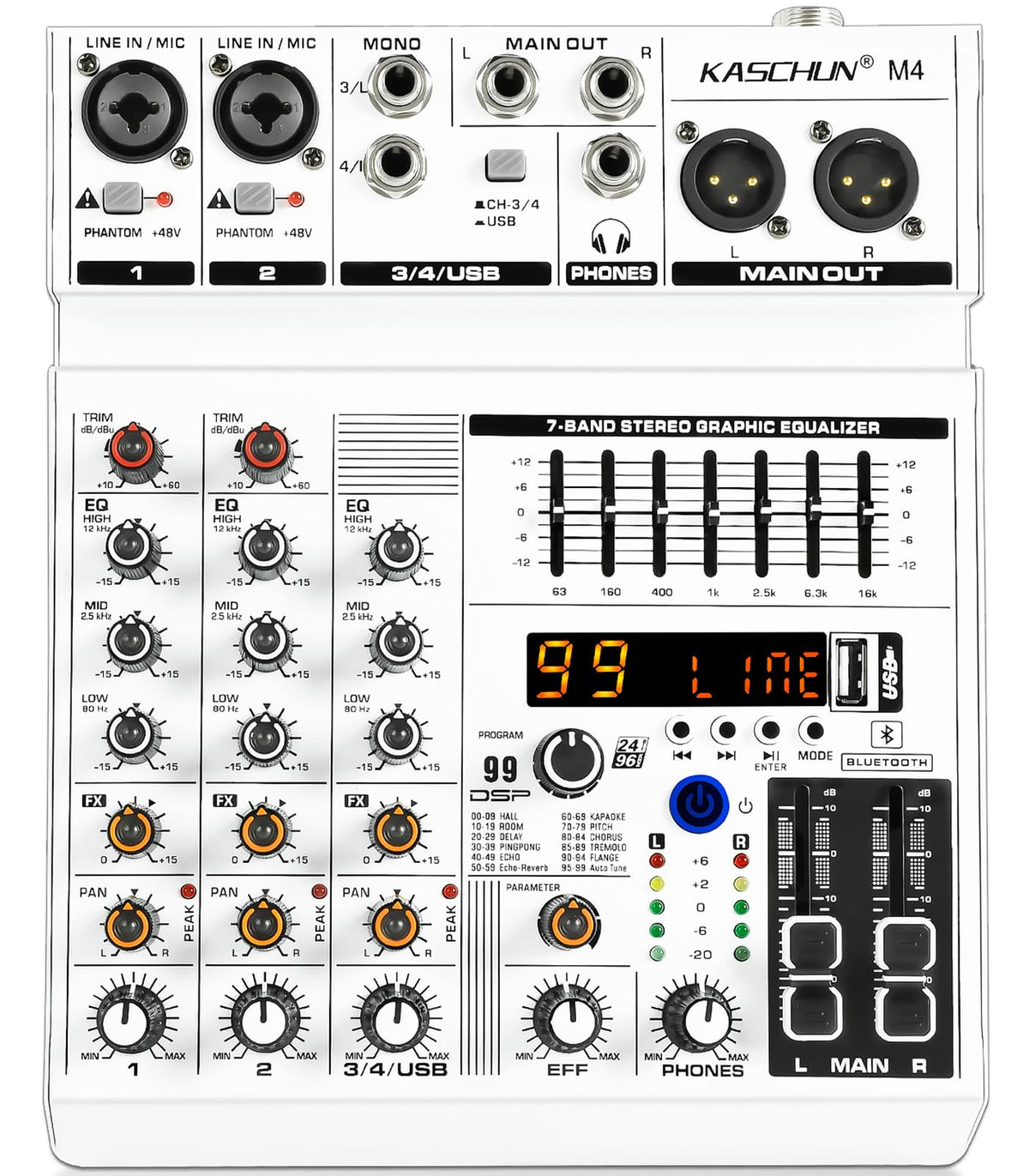 4-Channel Bluetooth Audio Mixer with XLR USB Interface Z559920