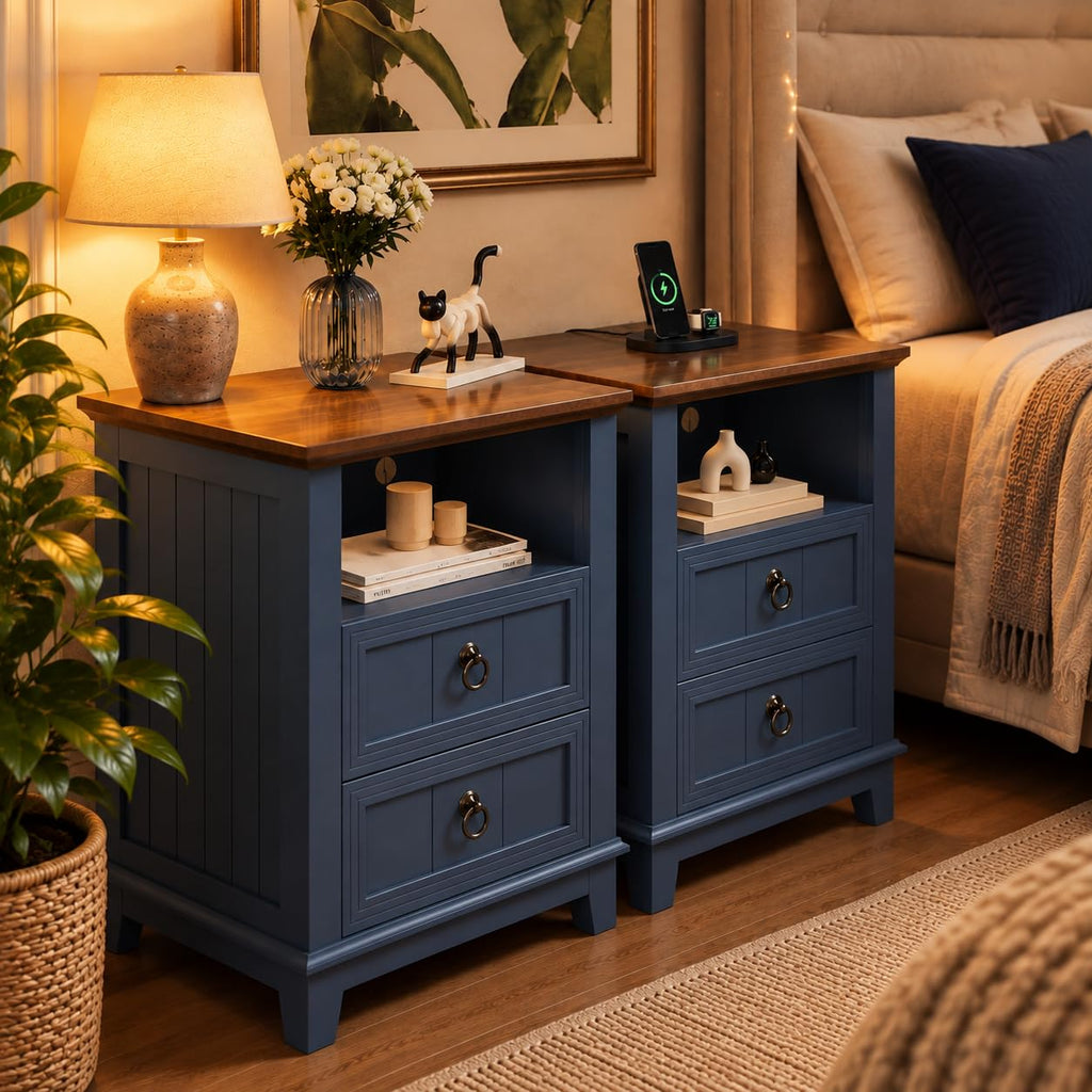 Blue 2-Drawer Nightstand Set of 2 D217336