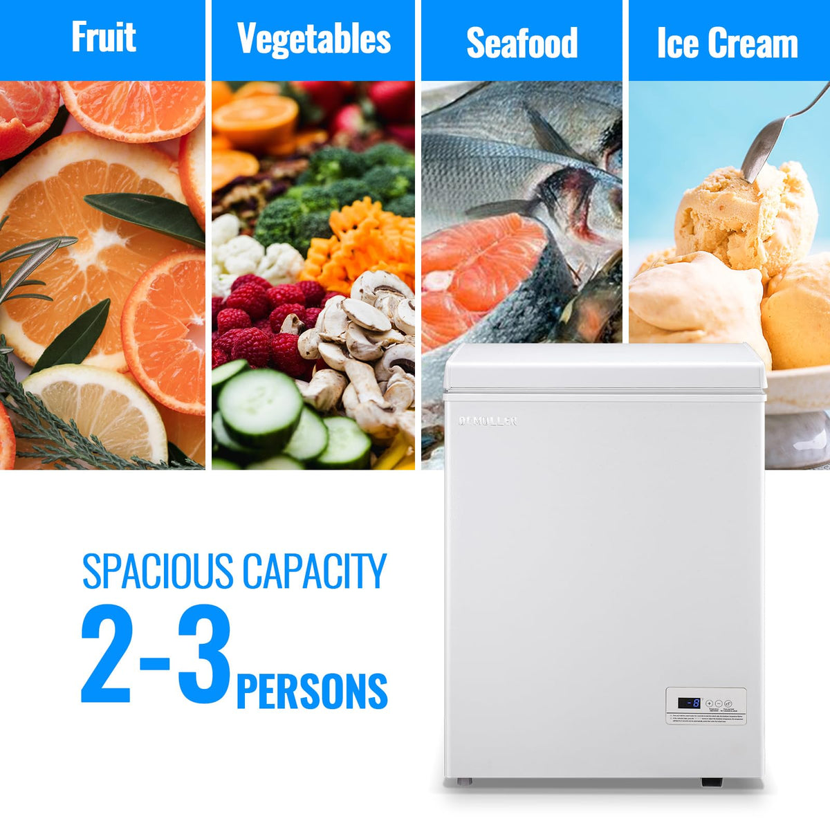 3.5 CU.FT White Chest Freezer with Two Removable Baskets R9623