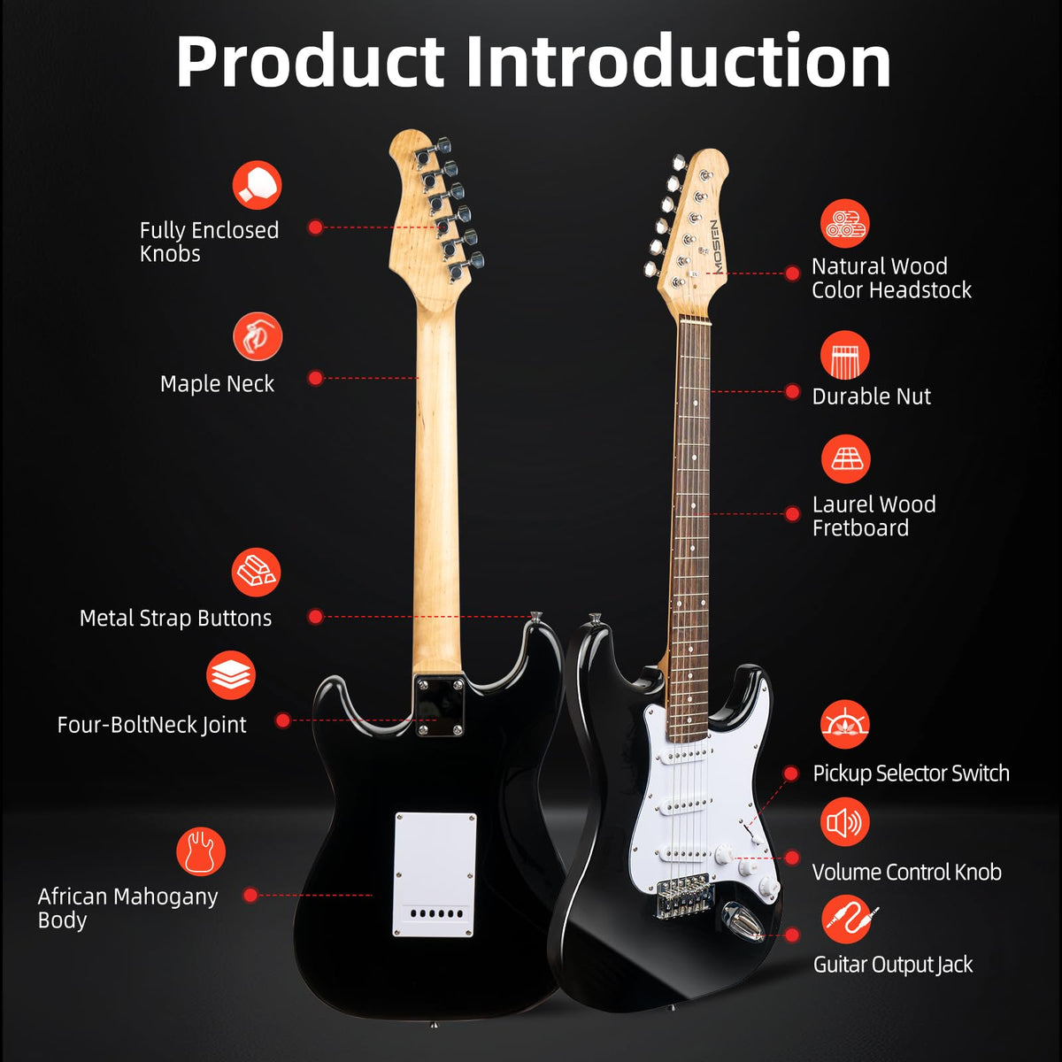 39" Electric Guitar Set with Amp Bag Tuner T1033