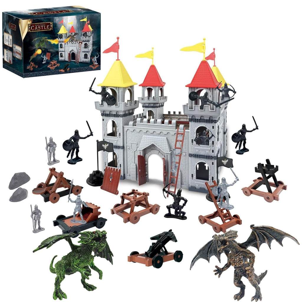 Medieval Castle Toy Building Set with Cavalry and Arrow Tower V833075