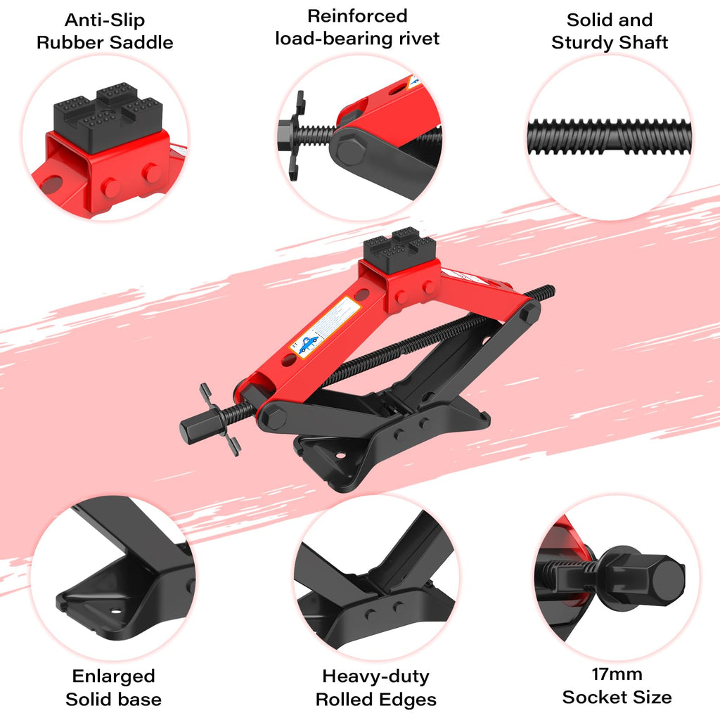3 Ton Heavy Duty Scissor Jack with Ratchet Wrench J739