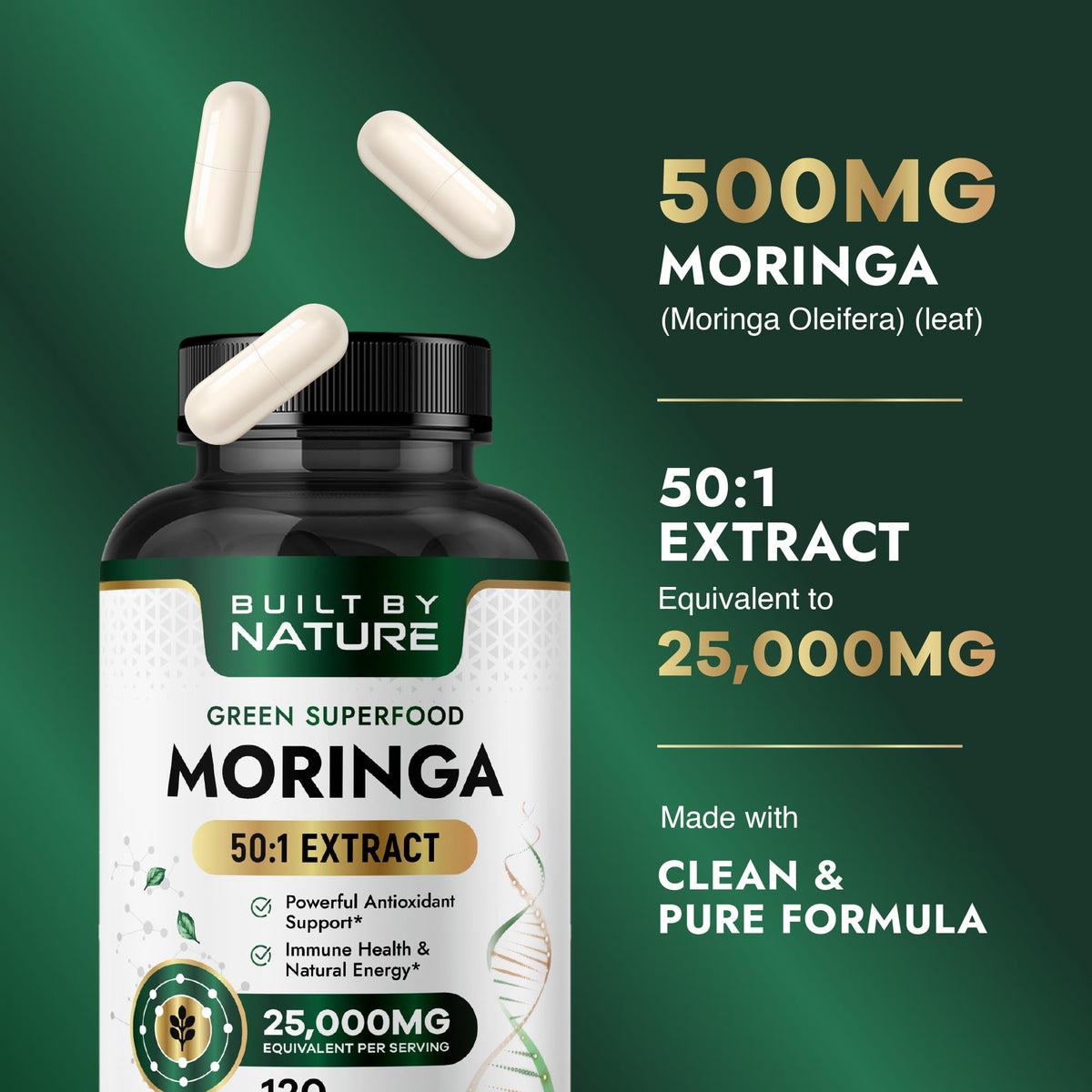 Moringa Supplement 500mg 120 Capsules O938588