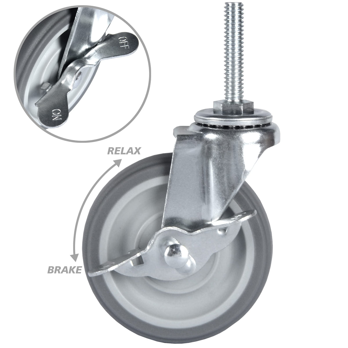 3 Inch Set of 4 Heavy Duty Swivel Rubber Caster Wheels W2927