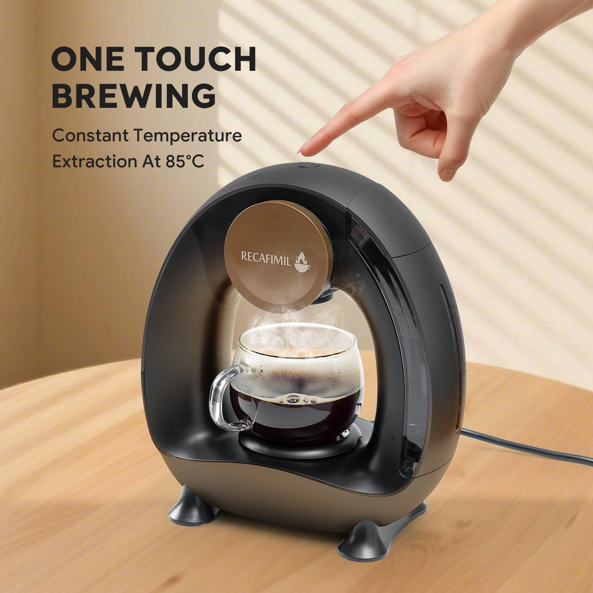 Single Serve Coffee Maker for K Cup Pod and Coffee Grounds, 2 in 1, 4-8 Oz, Black F35167