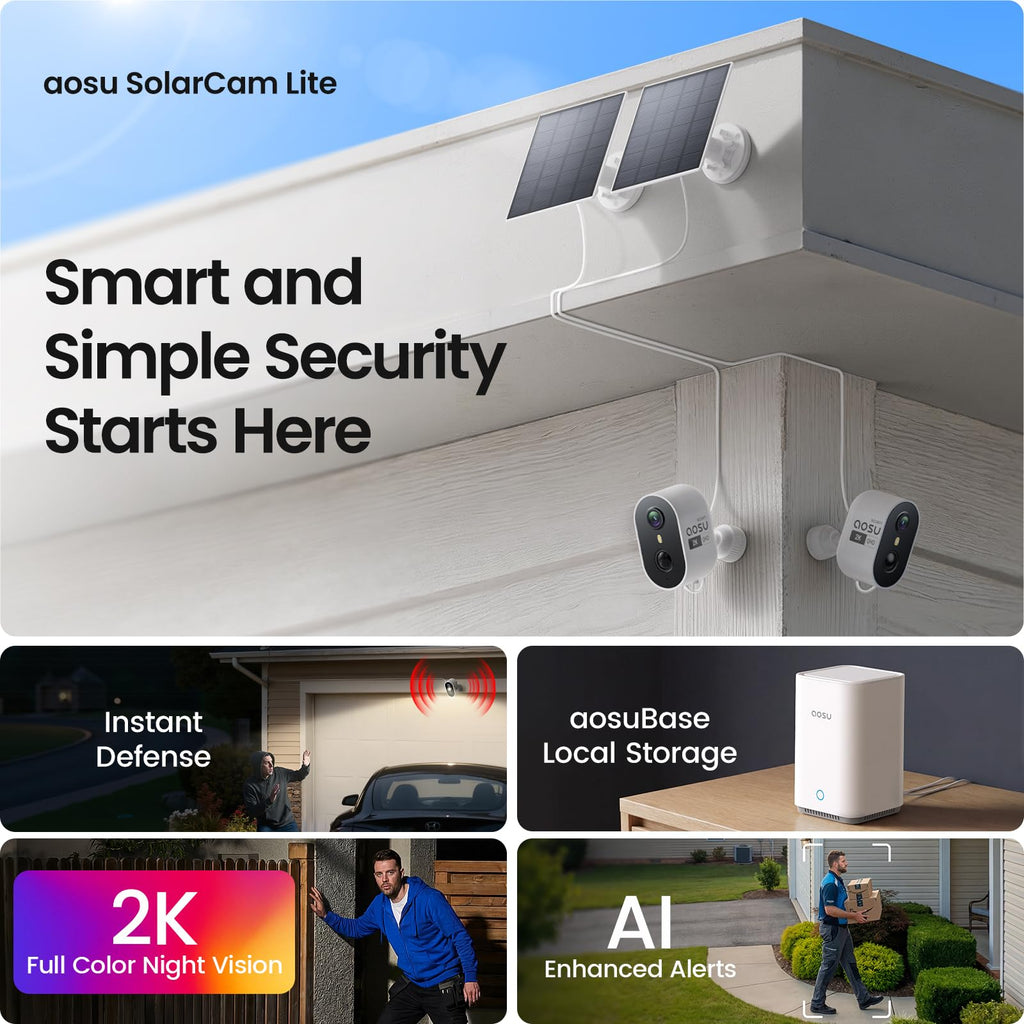 2K Solar Security Cameras Wireless Outdoor System O531339