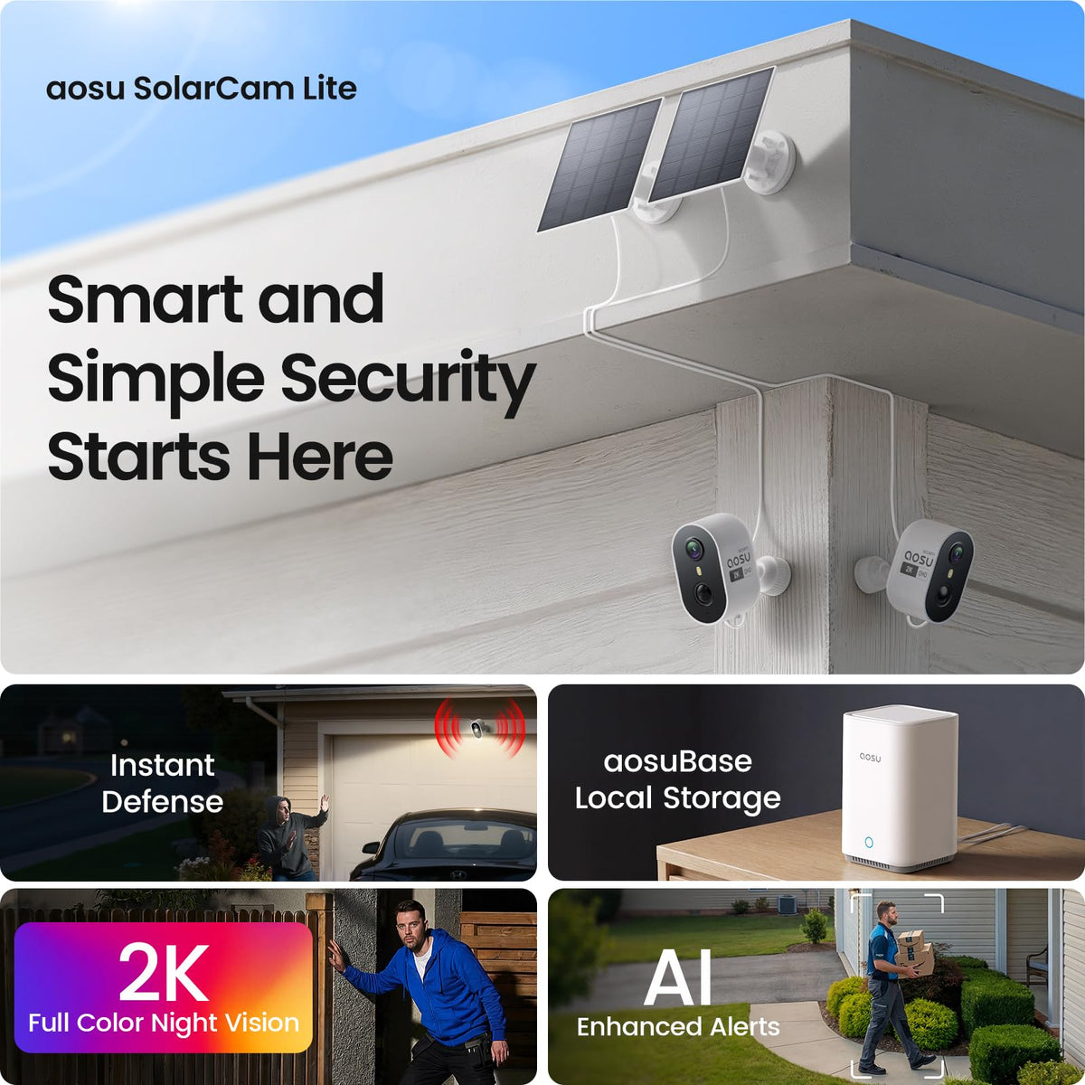 2K Solar Security Cameras Wireless Outdoor System O531339