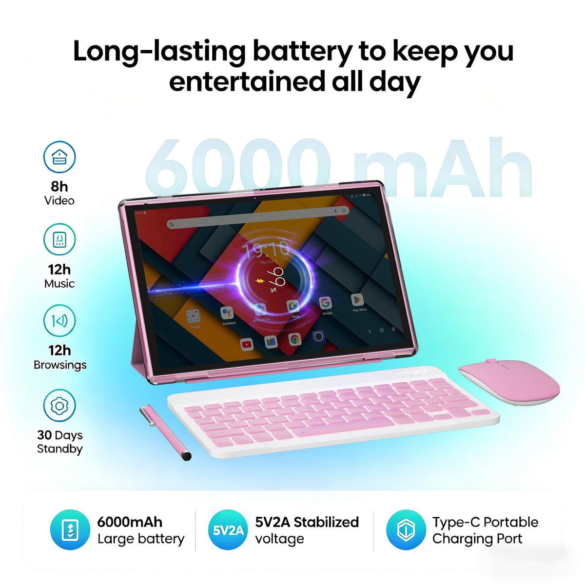 10 inch 2 in 1 Android Tablet with Keyboard 8GB RAM 32GB ROM C939