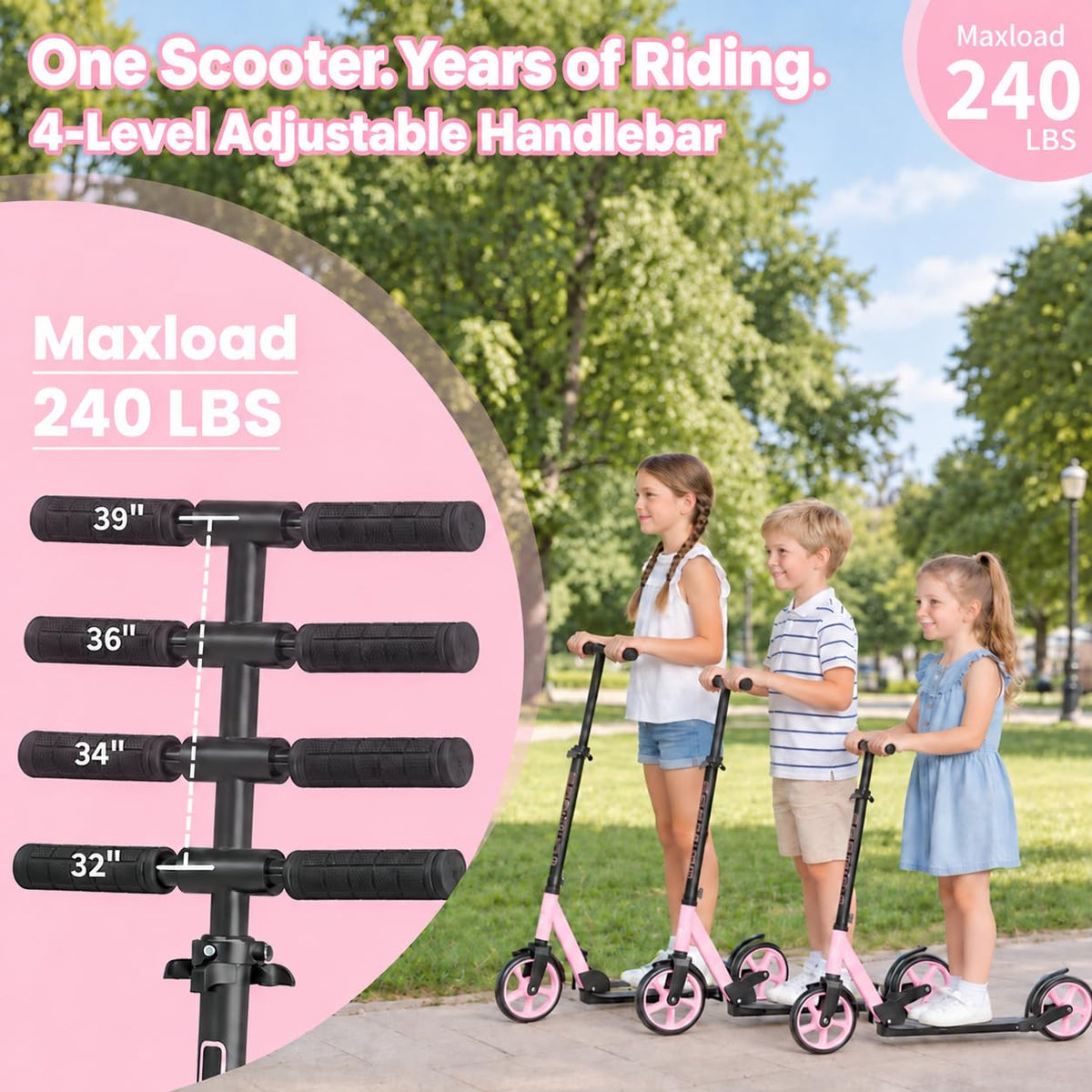 Lightweight Foldable Kick Scooter with Carry Strap I51299