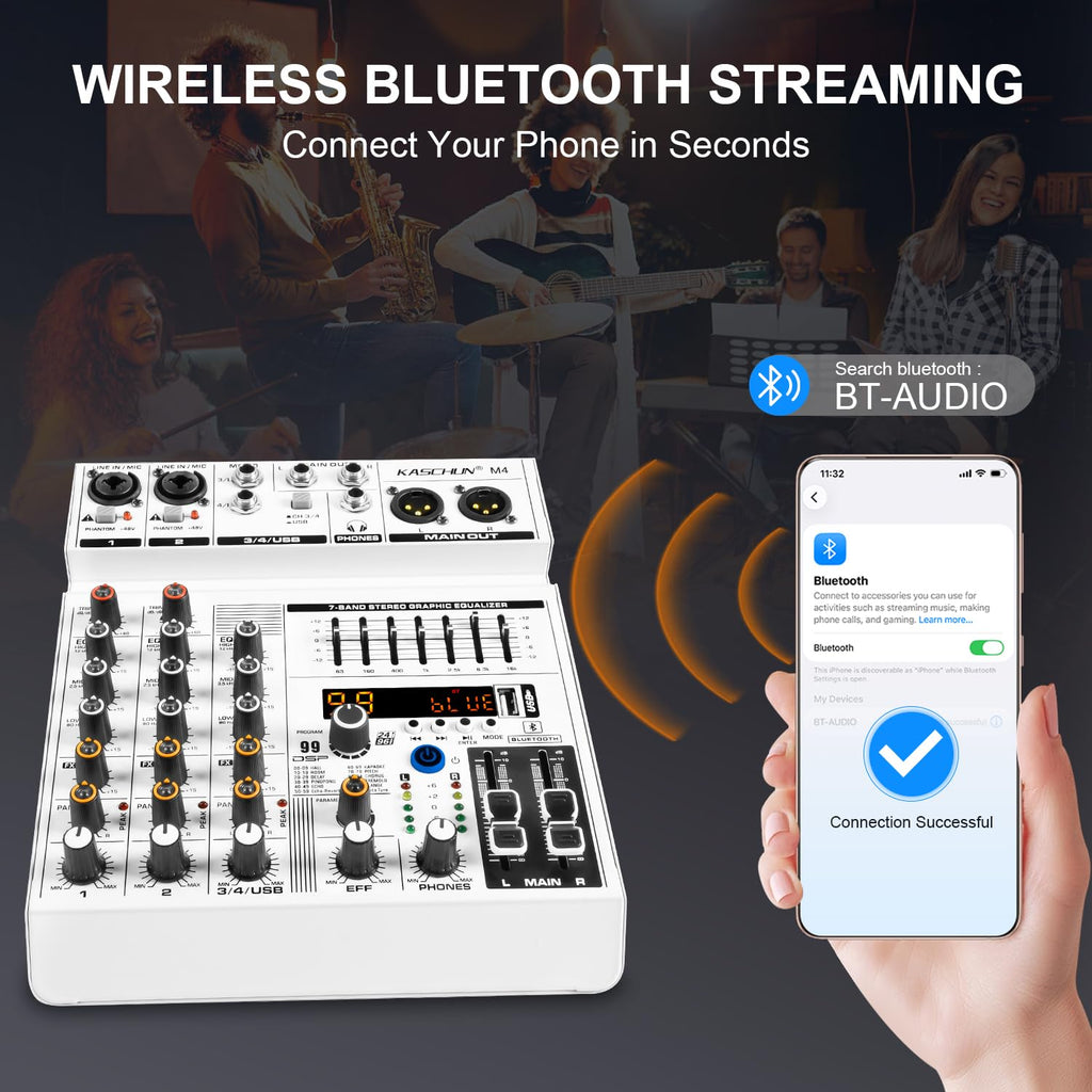 4-Channel Bluetooth Audio Mixer with XLR USB Interface Z559920