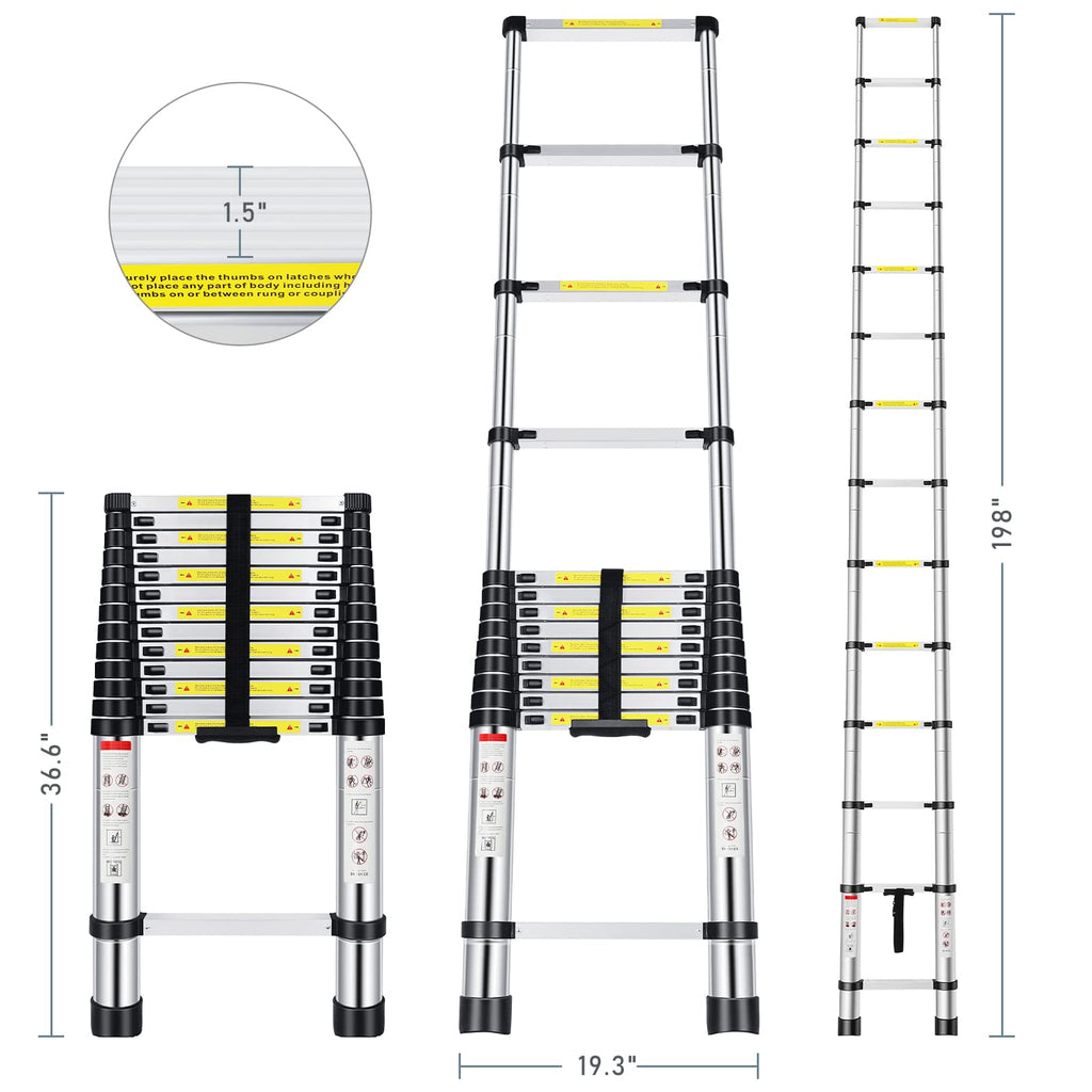 16.5FT Aluminum Telescoping Ladder 330 lbs K541673