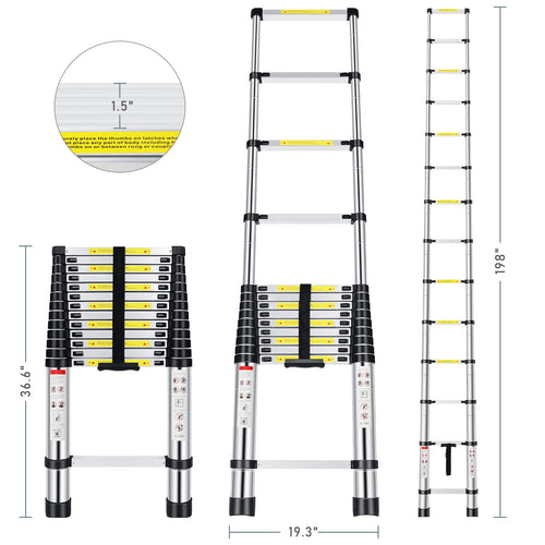 16.5FT Aluminum Telescoping Ladder 330 lbs K541673