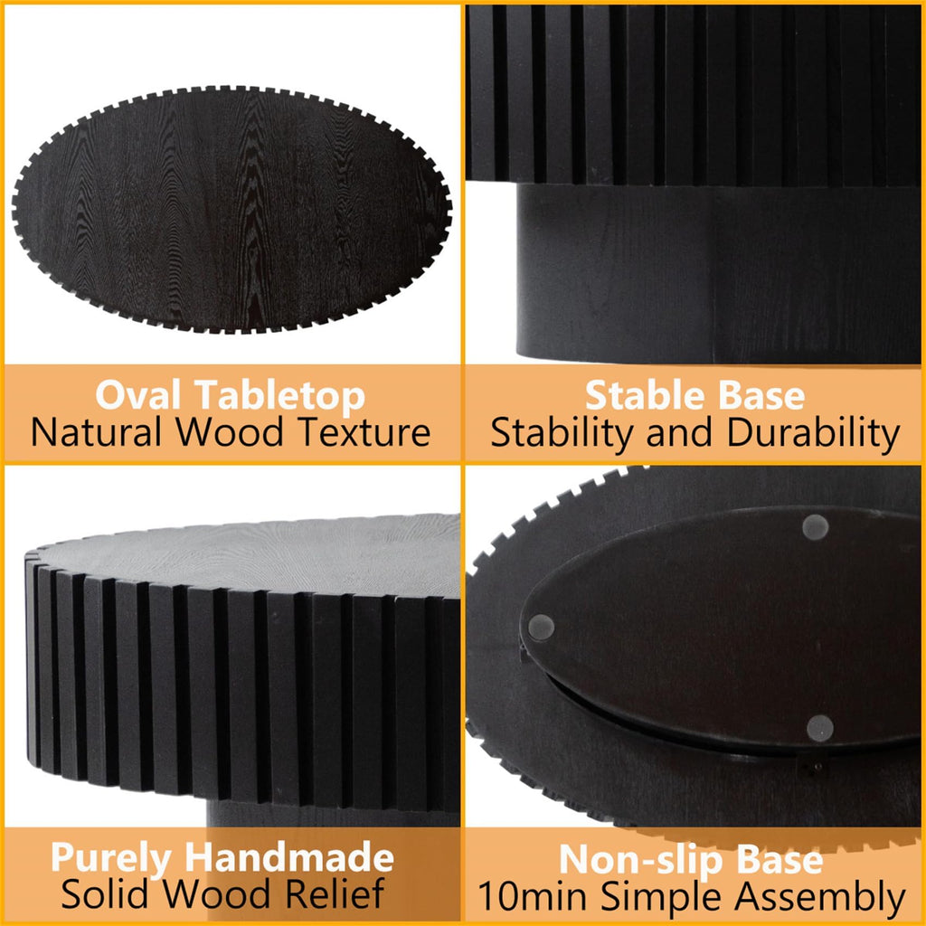 Black Modern Wood Oval Coffee Table F5616