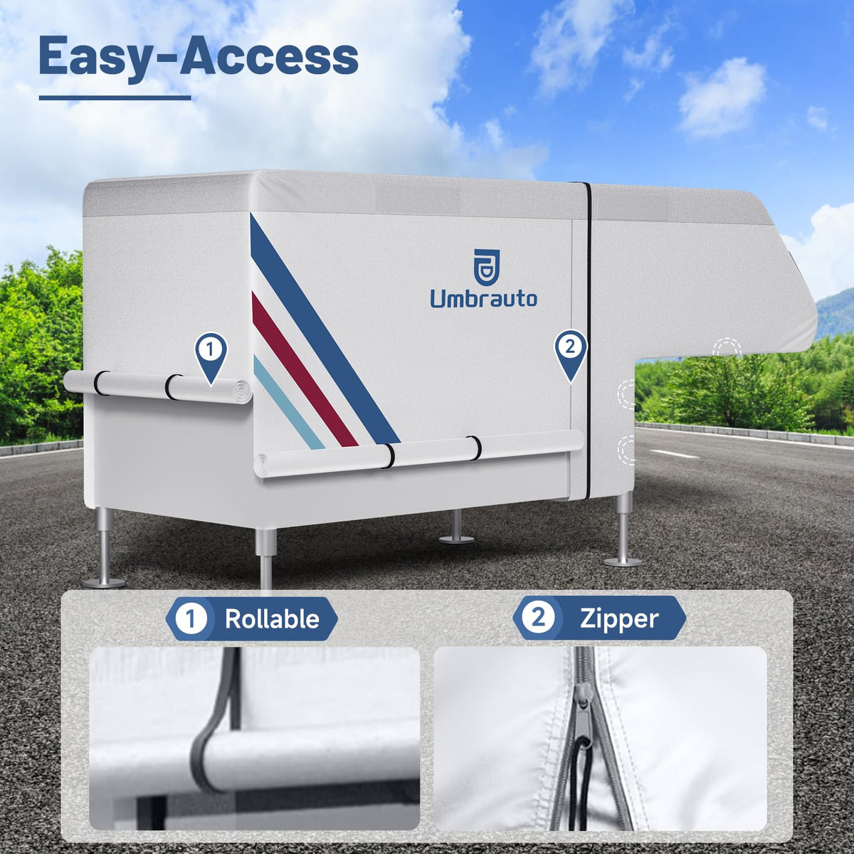 10–12FT Waterproof Oxford Truck Camper Cover with Straps & Air Vents F431933