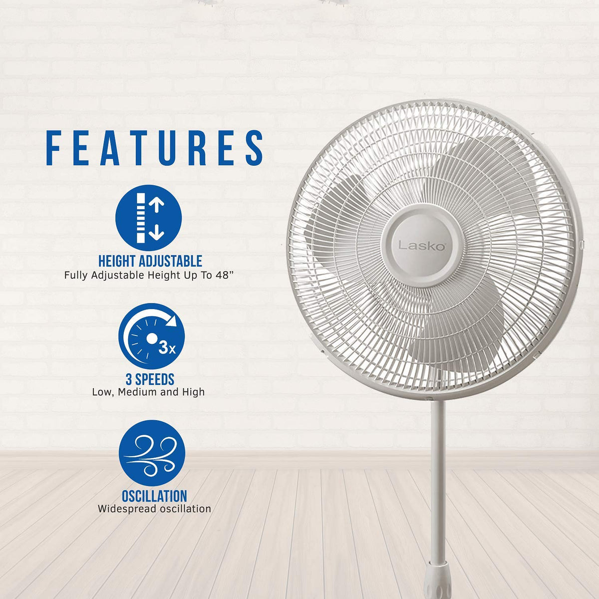 White 16 Inch and Black 18 Inch Oscillating Pedestal Stand Fans P396