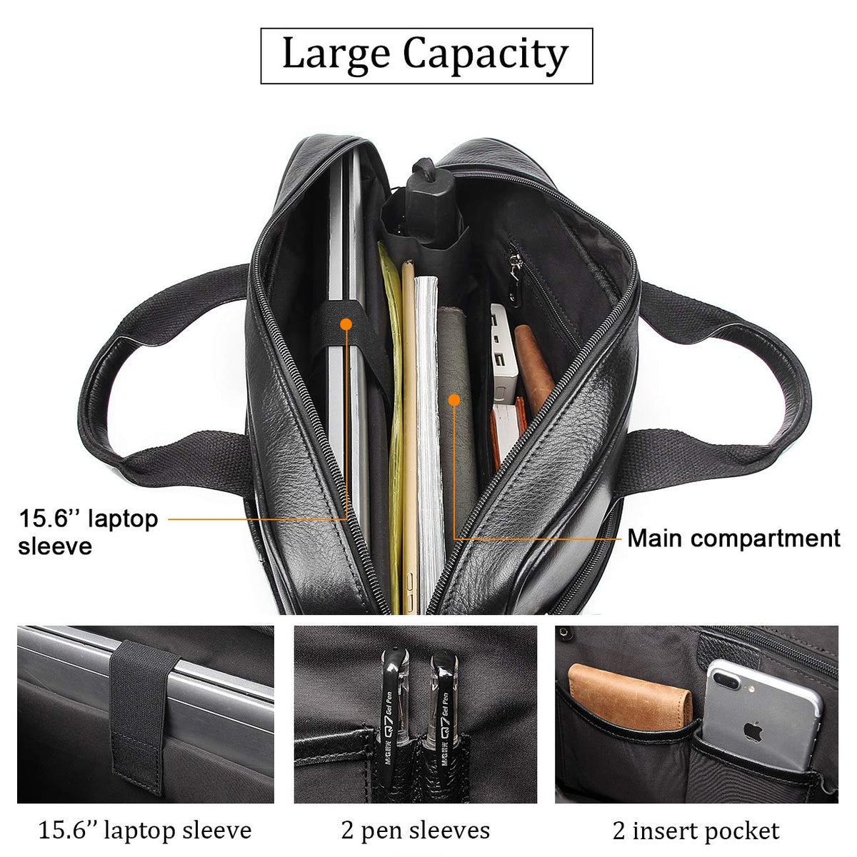 Leather Laptop Briefcase Fits 16 Inch B772267