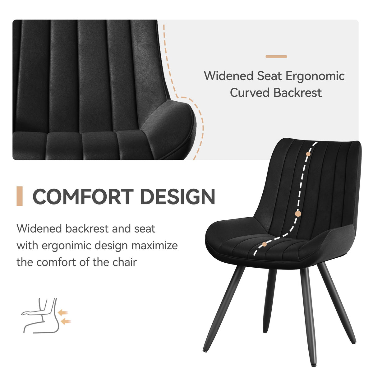 Black Faux Leather Upholstered Dining Chairs Set of 6 X47285