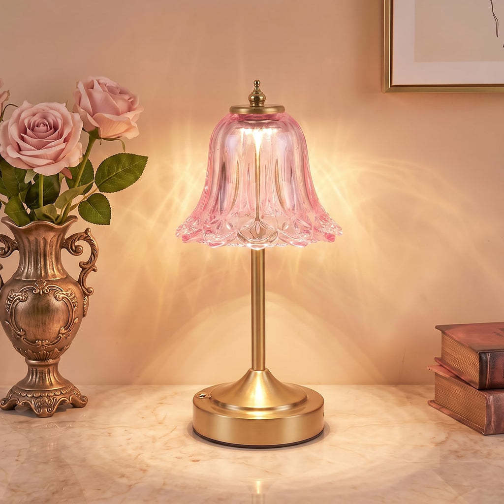Pink Glass Tulip Flower Touch Lamp V31994
