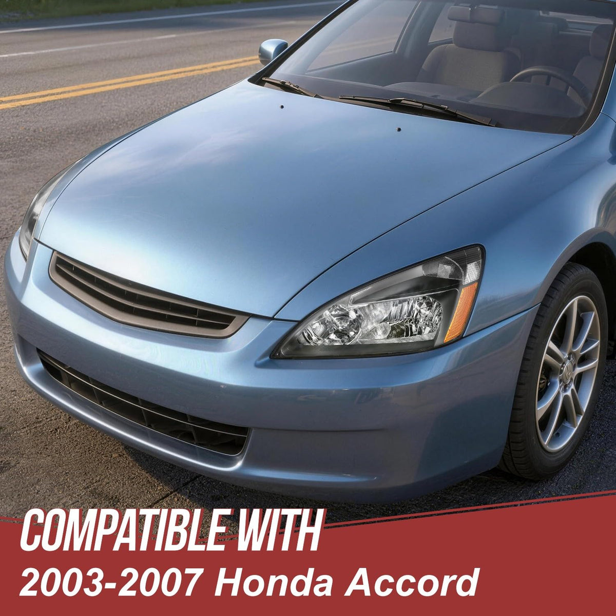 Black Housing Amber Corner Headlight Assembly Set R9792