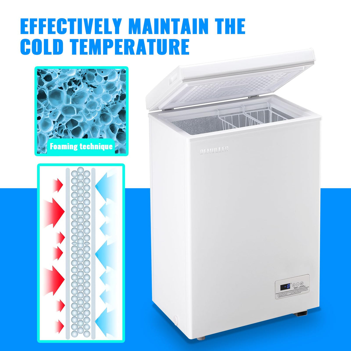 3.5 CU.FT White Chest Freezer with Two Removable Baskets R9623