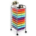 4-Wheel Metal Storage Cart with 10 Drawers D257