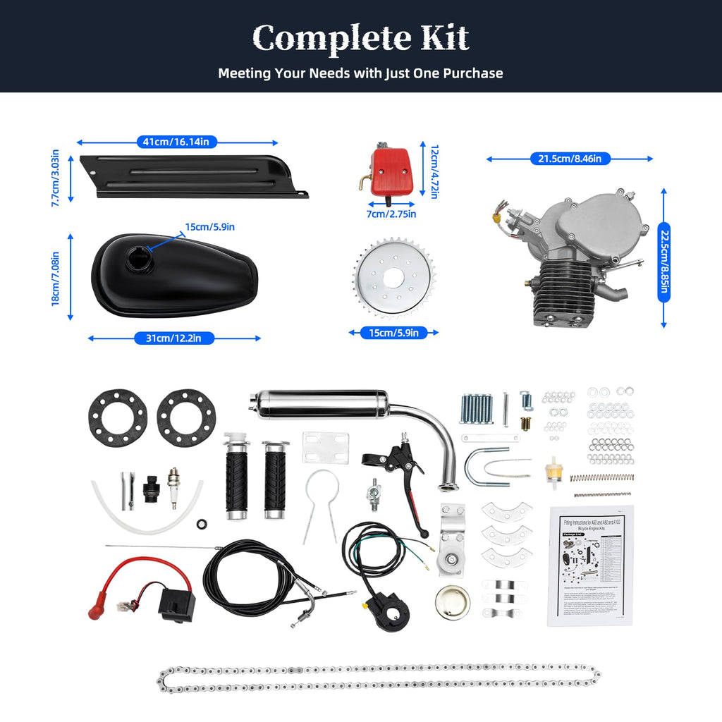 2-Stroke 100CC Bicycle Engine Kit for 26-28in V-Frame Bikes M768