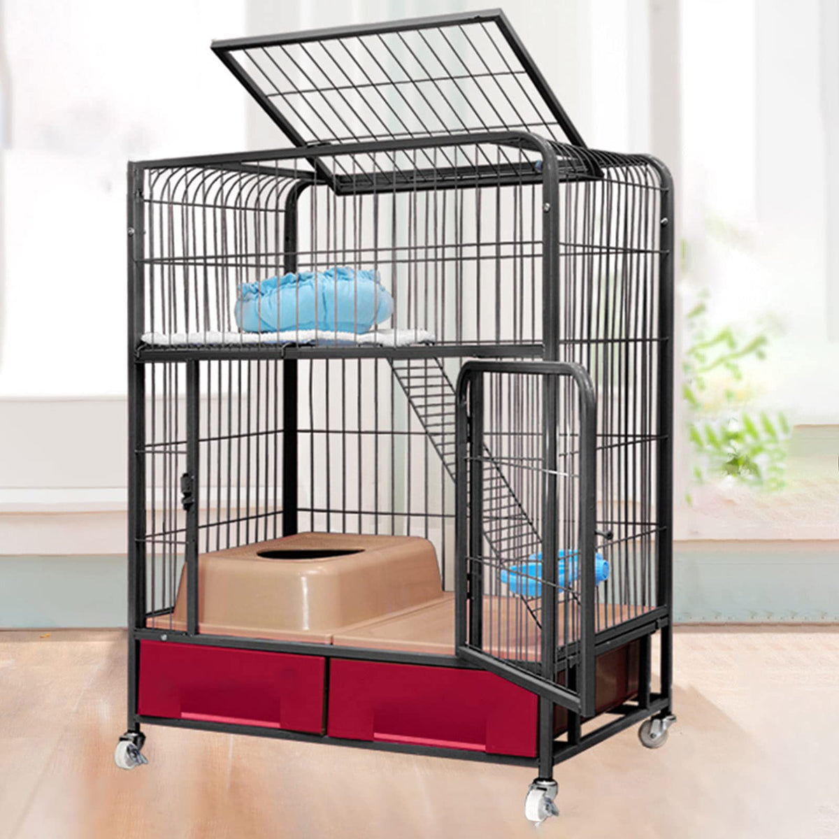 Heavy Duty Metal Dog Crate with Four Wheels Z429733