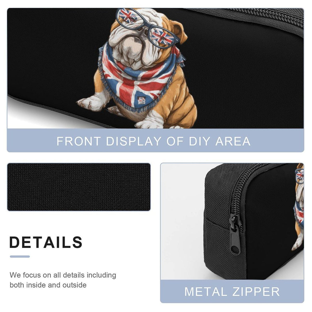 English Bulldog UK Flag Backpack with Lunch Box Pencil Case E3232
